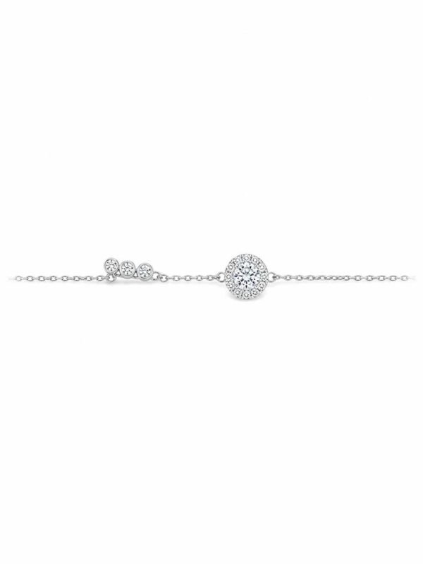 Celeste Halo Trio Sparkle Bracelet with round halo centre stone and three graduated side stones
