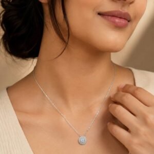 Aurora Double Halo Solitaire Pendant Necklace