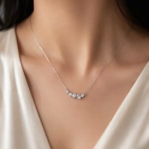 Liora Pear & Round Crystal Cluster Necklace