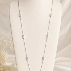 Linea Baguette Sparkle Station Long Necklace