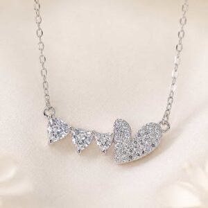 Elara Heart & Trillion Sparkle Pendant Necklace